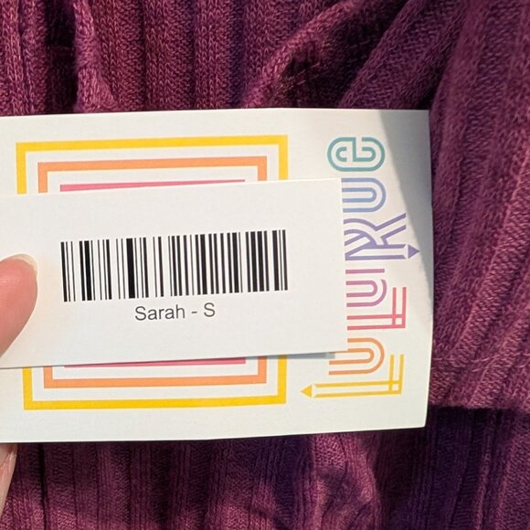LuLaRoe Sarah Cardigan, size S, new with tags, vertical ribbed pink/purple - Picture 4 of 5
